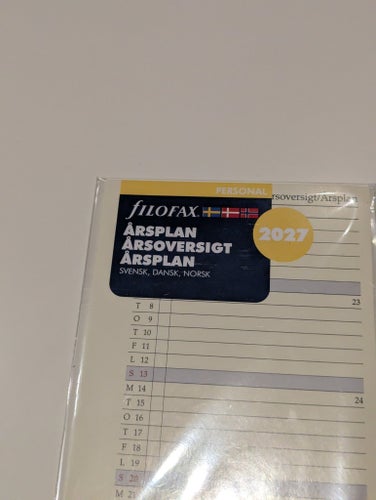Ny Filofax Personal årsplan 2027 svensk, dansk, norsk