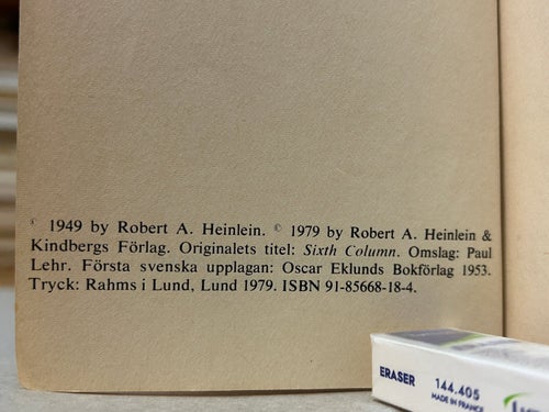 Sjätte kolonnen av Robert A. Heinlein. Bok. Very good