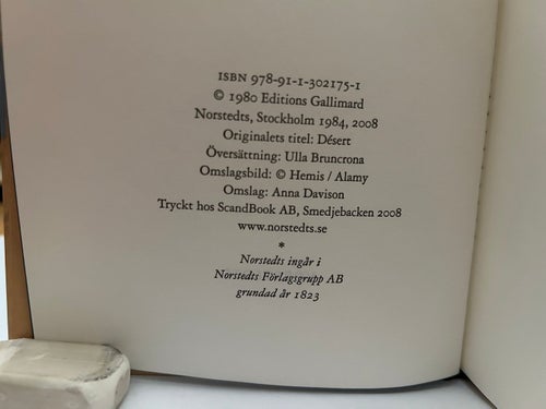 Öken av Jean-Marie Gustave Le Clezio, Very Fine plus