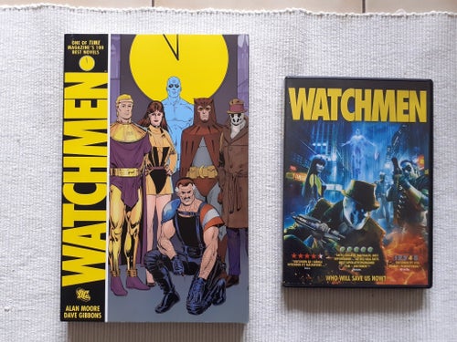 Alan Moore & Dave Gibbons. Watchmen. USA Seriebok, 2008 + Watchmen, Dvd-film.
