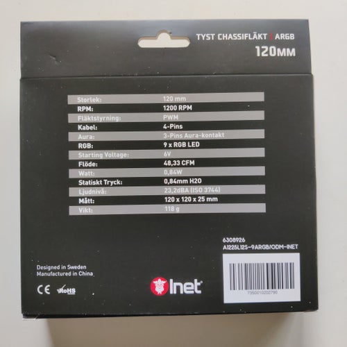 Tyst Chassifläkt ARGB 120mm