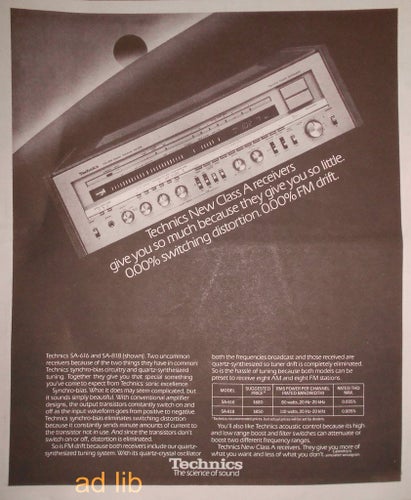 TECHNICS SA-616 AND.SA-818, HI-FI TIDNINGSANNONS 1980