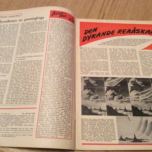 Teknik för alla Nr 15 1954 Dykande Reaåska,speedway,TT,Perslow har byggt Husvagn