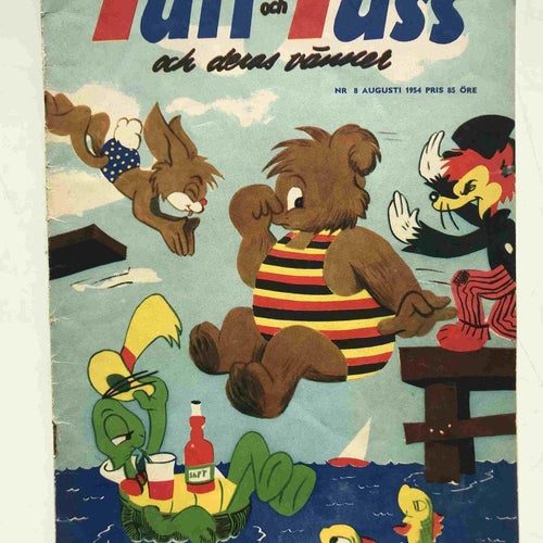 Tuff och Tuss - 1954:8 VG med bilaga klippark