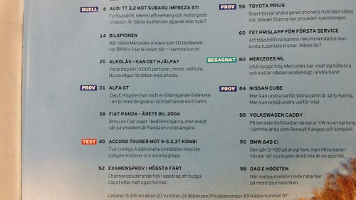 Teknikens Värld nr 25 2003: Saab 9-5 2,3T vs Honda Accord 2,4, Audi TT 3,2