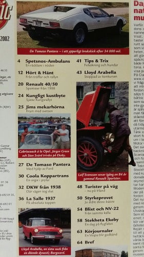 Classic Motor nr 10 2002: Volvo PV 824 1948, De Tomaso Pantera, Jagaren, Lloyd