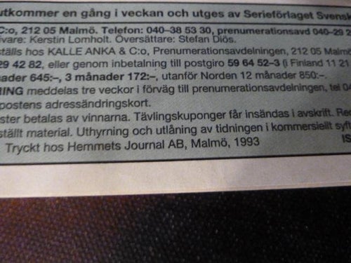 KALLE ANKA & CO, 1993, TIDNING