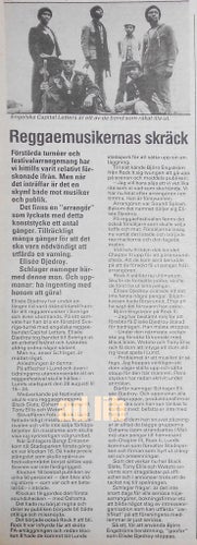 ELIS'EE DJEDROY - REGGAEMUSIKERNAS SKRÄCK, TIDNINGSKLIPP ARTIKEL 1982