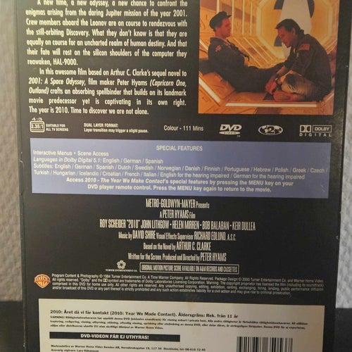 2010 – The Year We Make Contact – Sci-Fi 1984 DVD Snapcase Svensk text
