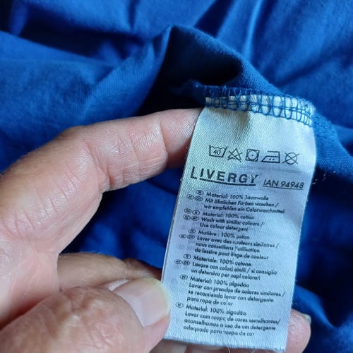 LIVERGY klarblå t-shirt, storlek XXXL. 100% bomull. 40 gradig tvätt.