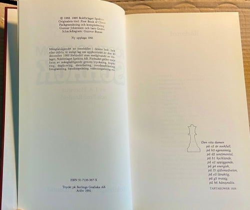 (345) FÖRSTA BOKEN OM SCHACK av I.A. HOROWITZ FRED REINFELD, 1991