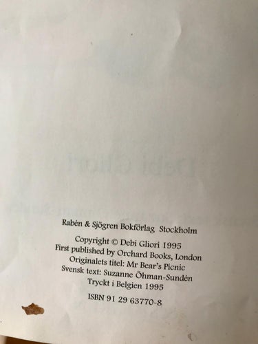 PAPPA BJÖRN PÅ PICKNICK Debi Gliori 1995