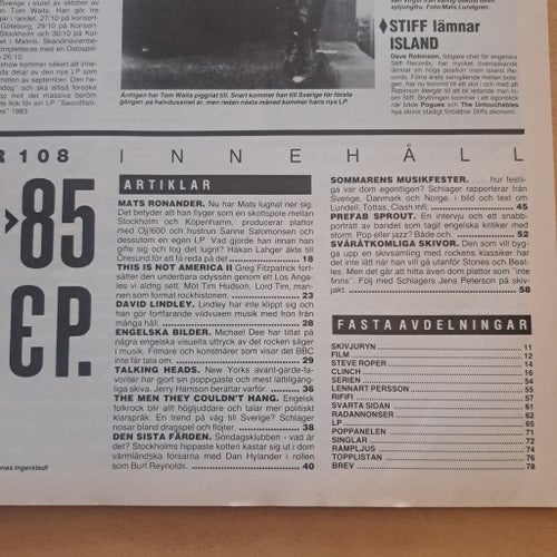Tidningen Schlager, September 1985