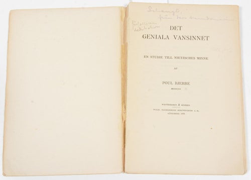 Det geniala vansinnet : en studie till Nietzsches minne / af Poul Bjerre.