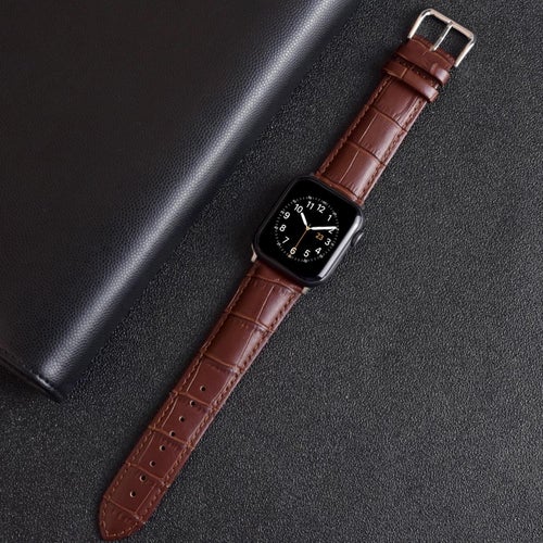 APPLE WATCH ARMBAND/ KLASSISK LÄDERARMBAND MED KROKODILMÖNSTER-BRUN