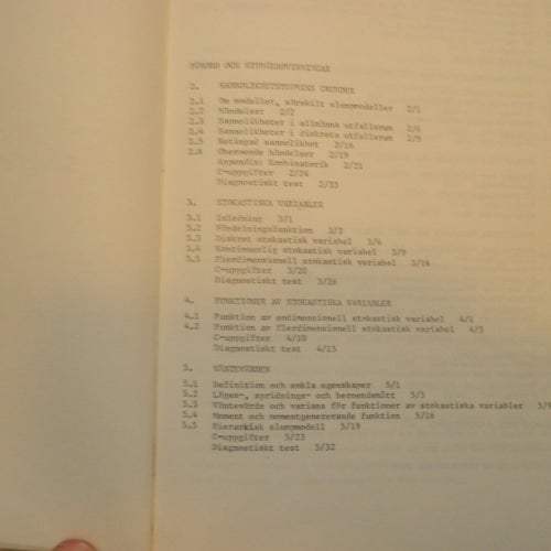 Studiematerial till Sannolikhetsteori med tillämpningar, Studentlitteratur 1970