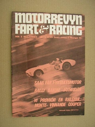 Motorrevyn Fart & Racing 1965 Nr. 5 Saab får fyrtaktsmotor Rally Cooper