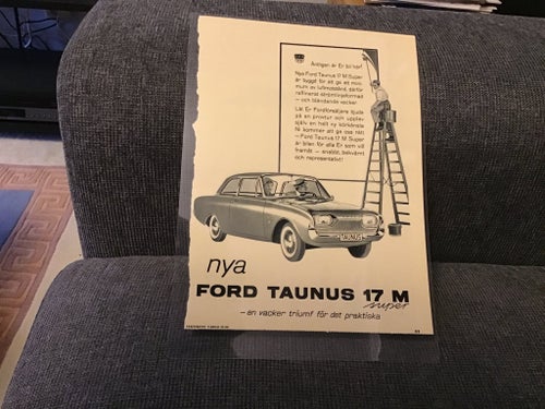 Laminerad originalannons för Ford Taunus 17 M.