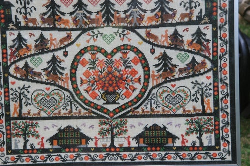 Handbroderad tavla med korsstygn, Sydtyskland