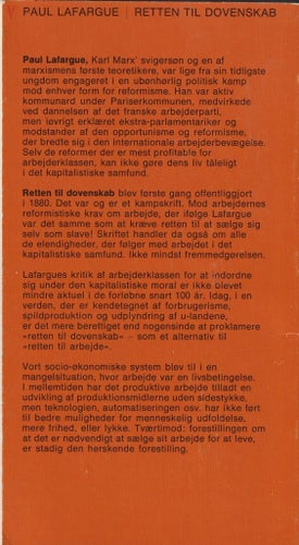 Paul Lafargue - Rätten till Dovenskap av Ellen Brun och Jacques Hersh (danska)