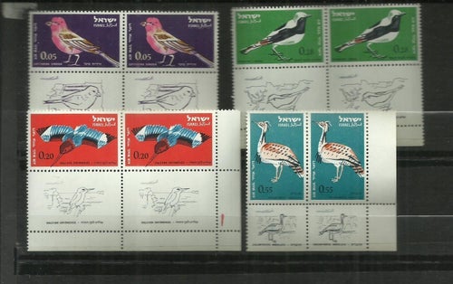 1968.- Israel - MNH/** fågel - Komplett set med flygpostfåglar, med flik.