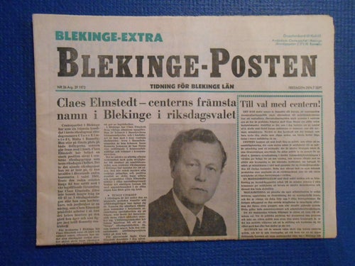 Blekinge-Posten 36 1973 Holmsjö Sölversborg
