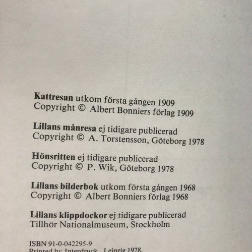 KATTRESAN OCH ANDRA SAGOR Bilderbok Ivar Arosenius 1978