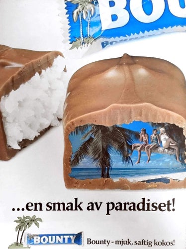BOUNTY - MJUK, SAFTIG KOKOS!, REKLAMANNONS 1986