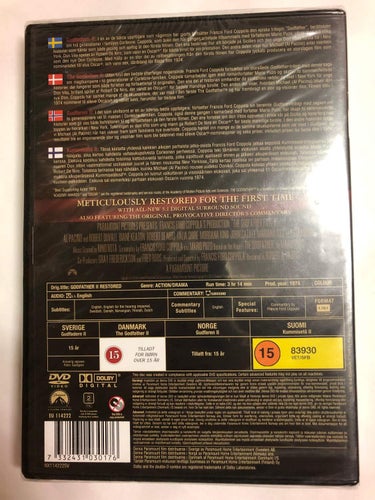 DVD The Godfather Part II INPLASTAD