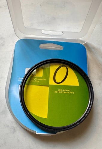 Gult filter, 72 mm, nytt i ask