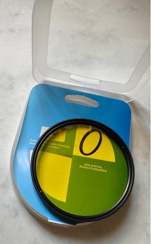 Gult filter, 72 mm, nytt i ask