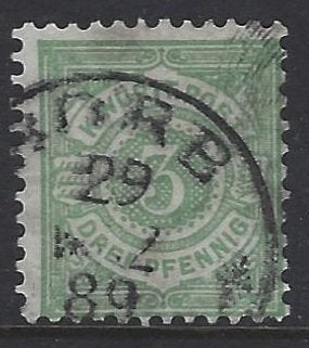 Tyskland Württemberg Mi44ba 3pf ljusgrön stämplat