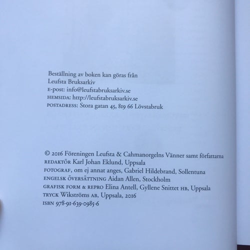 JOHAN NICLAS CAHMAN och orgeln i Leufsta bruk av Axel Unnerbäck 2016