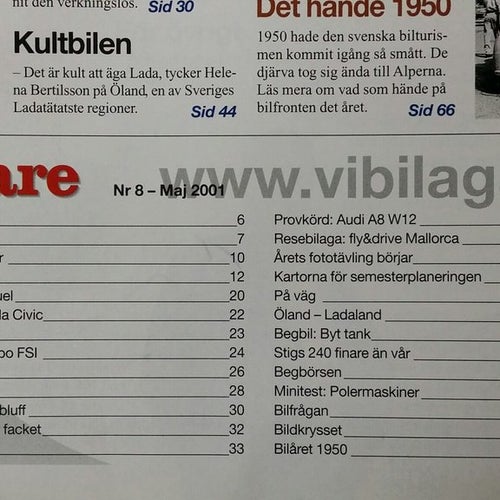 Vi Bilägare nr 8 2001: VW Lupo, BMW C1, Honda Civic, Citroën C5, Audi A8 W12