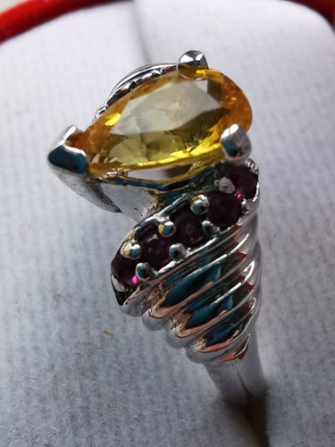 Silverring 925 Med Naturlig Safir Rubiner