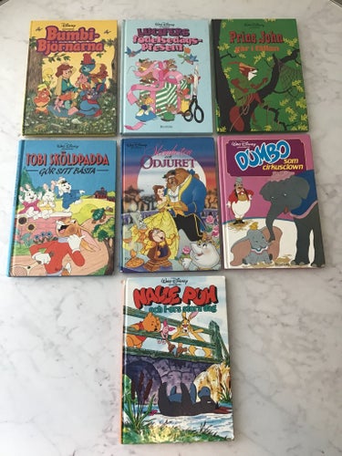 Walt Disney Disney böcker 7 st-Bumbibjörnarna-NallePuh-Skönheten och odjuret mfl
