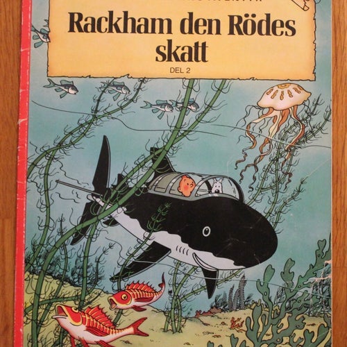 Tintin: Rackham den rödes skatt av Hergé, tryckt i Belgien 1986