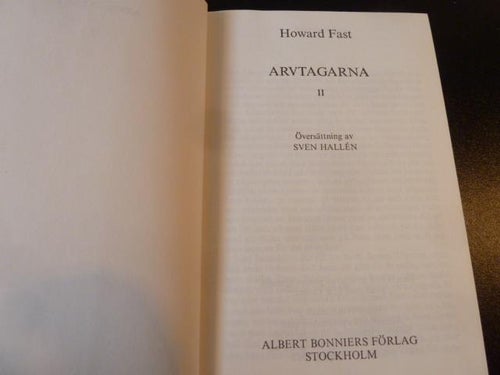 ARVTAGARNA, DEL. II., H. FAST, 1981,  BÖCKER
