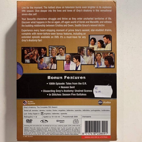 GREY´S ANATOMY - SÄSONG 5. DVD BOX