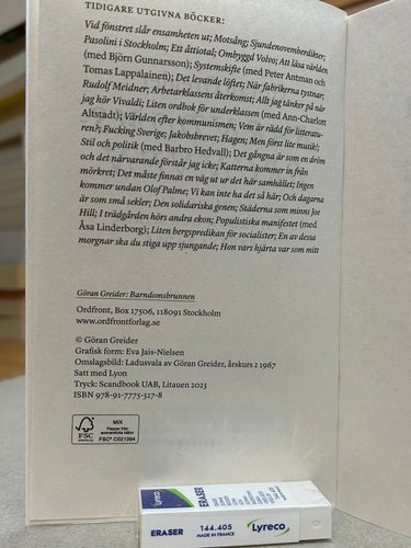 Barndomsbrunnen av Göran Greider, bok, Fine plus