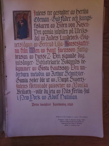 JULSTÄMNING från1949 Åhlen & Åkerlund Längd 40 cm Bredd ca 29 cm
