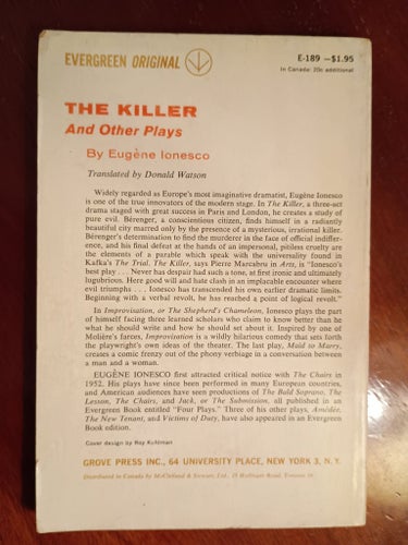 The Killer and Other Plays av Eugène Ionesco, 1960