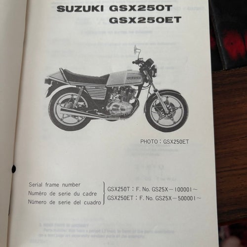 SUZUKI PARTS CATALOGUE GSX250 1980 GSX250T GSX250ET 1979