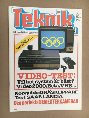 Teknik för Alla 1980 Nr. 6 och 7 Video test Test: Saab Lancia