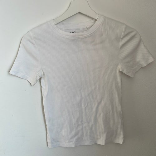Vit t-shirt ribbad XS
