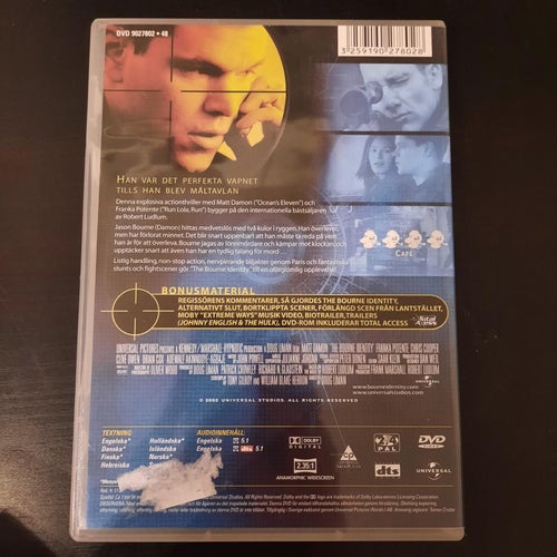 THE BOURNE IDENTITY (Matt Damon) / DVD / SVENSK TEXT