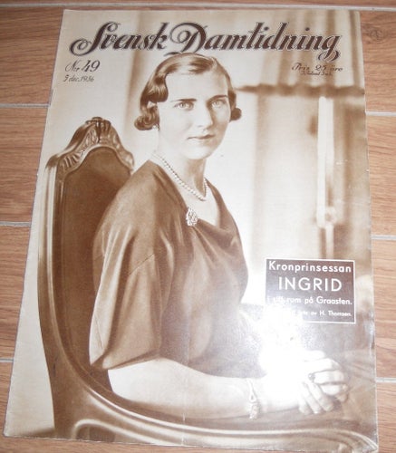 Svensk Dam nr49 1936 kungligt Prinsessan Ingrid omslaget, Drottning Astrid