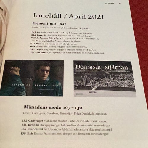 Café tidning med Benjamin Ingrosso - April 2021