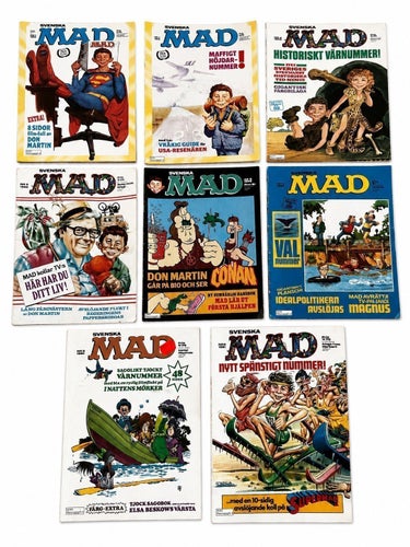 8 st Svenska MAD-tidningar blandning av svenska MAD från 80-talet