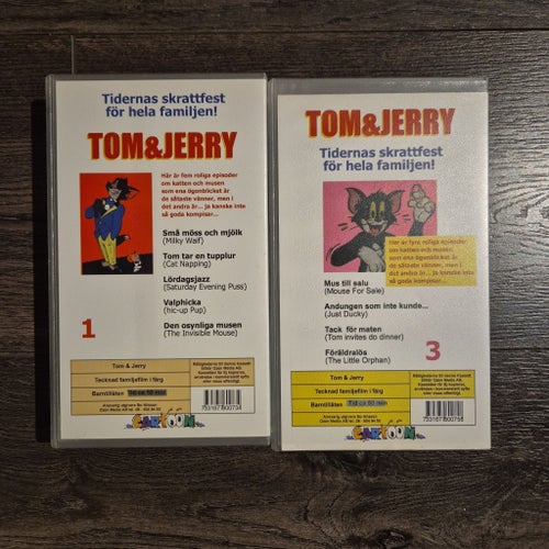 2 st Tom & Jerry VHS - Tidernas skrattfest för hela familjen!